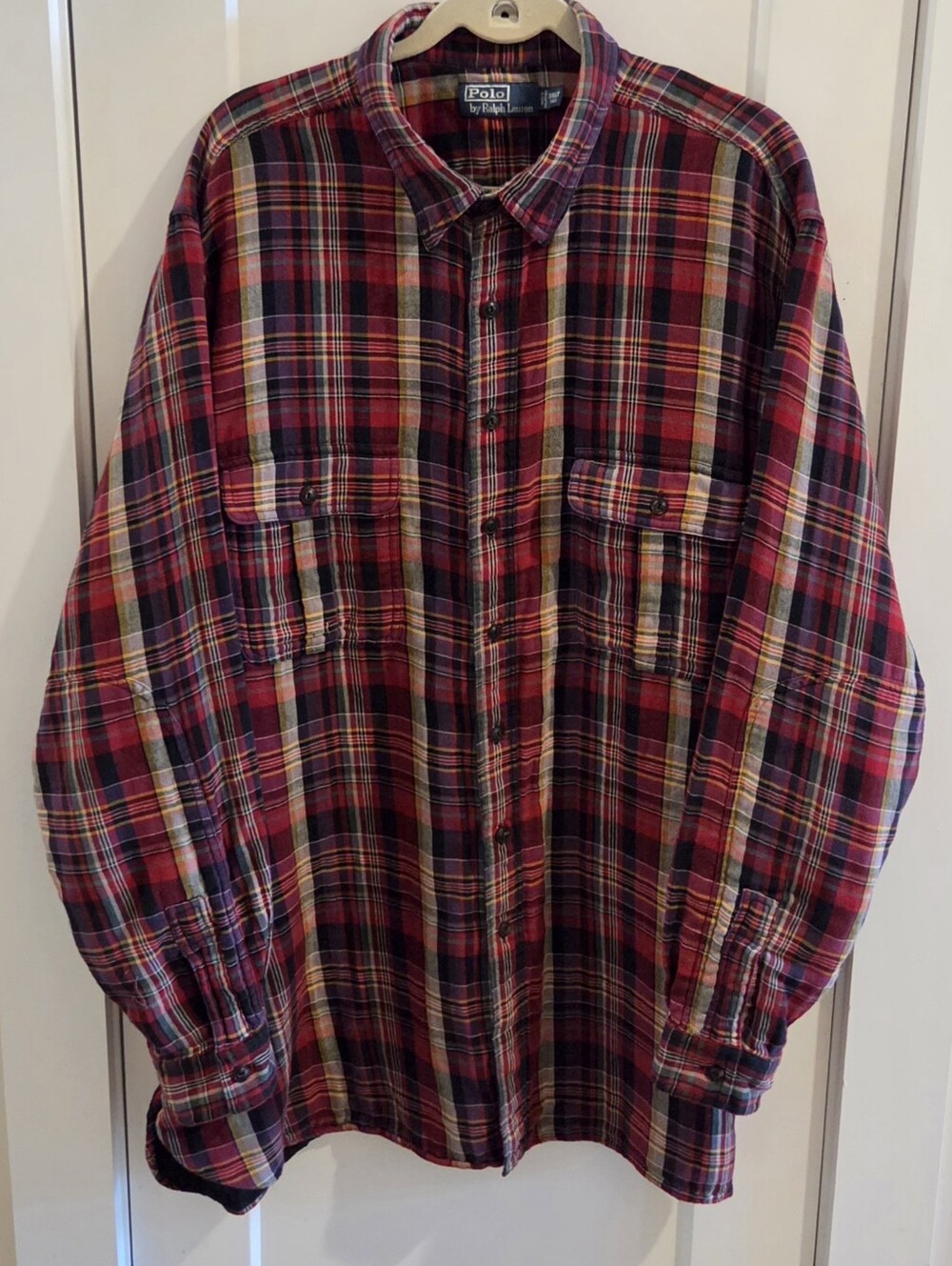 Vintage Polo Ralph Lauren Lined Gauze Cotton Button-Down Plaid Shirt - Size 3XLT